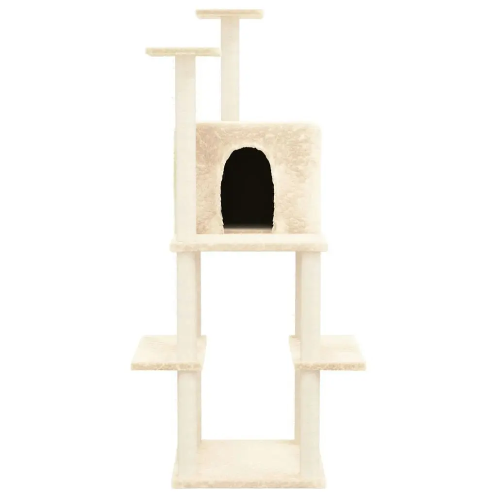 Cat Tree with Sisal Scratching Posts Cream 144.5 cm 171630