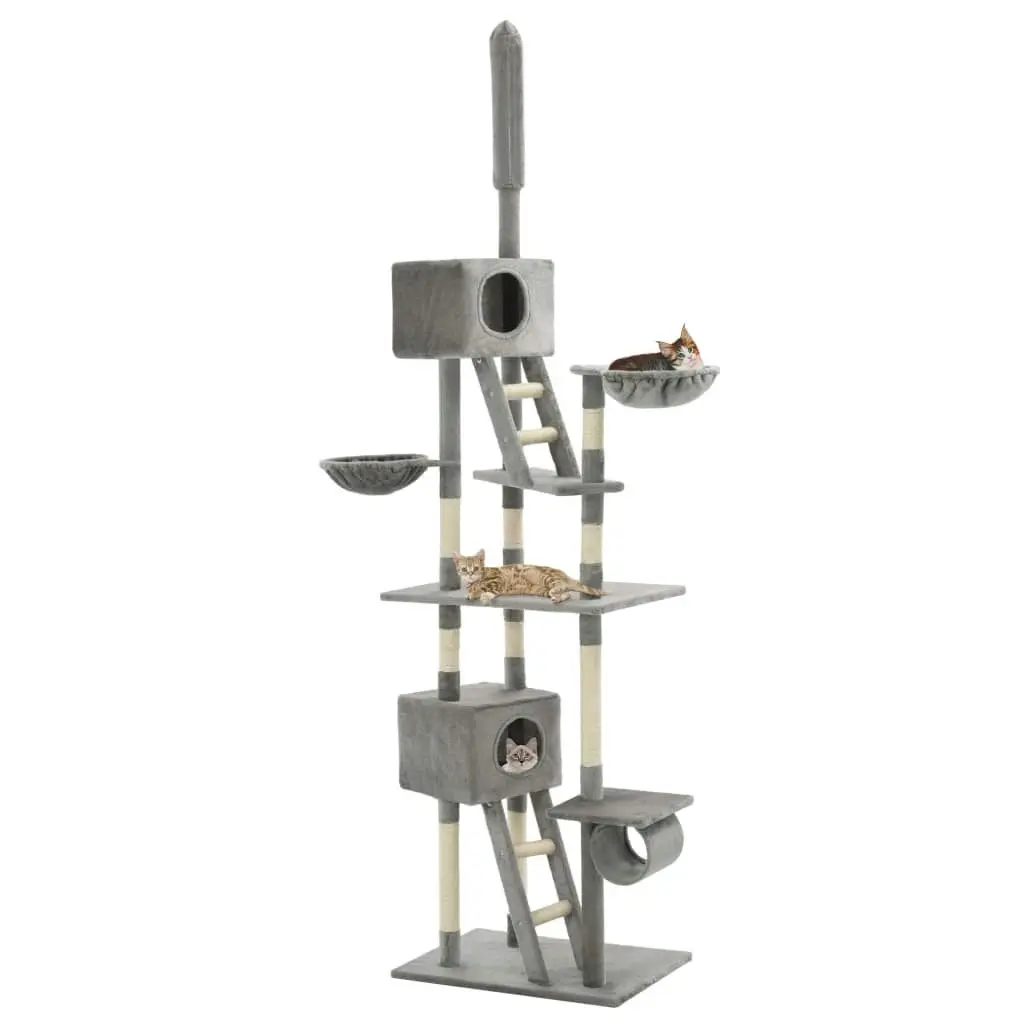 Cat Tree with Sisal Scratching Posts 230-260 cm Grey 170522