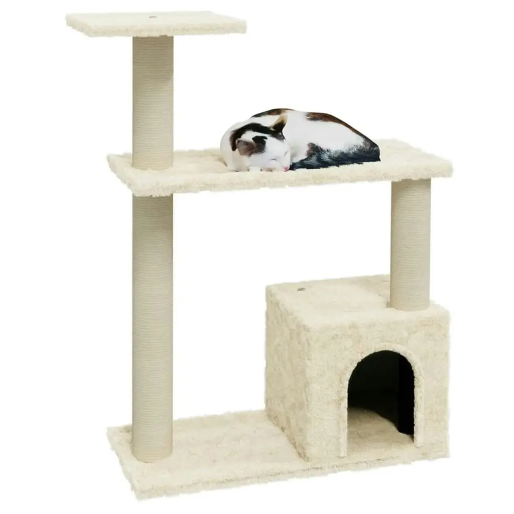 Cat Tree with Sisal Scratching Posts Cream 70 cm 171433