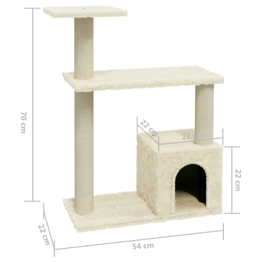 Cat Tree with Sisal Scratching Posts Cream 70 cm 171433