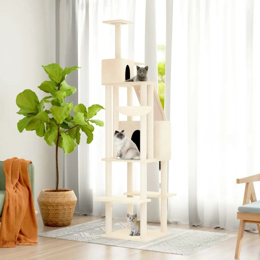 Cat Tree with Sisal Scratching Posts Cream 201 cm 171642