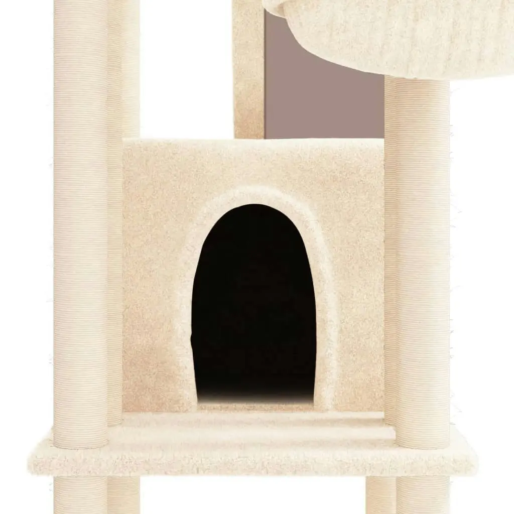 Cat Tree with Sisal Scratching Posts Cream 201 cm 171642