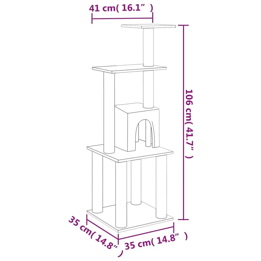 Cat Tree with Sisal Scratching Posts Dark Grey 105 cm 171468