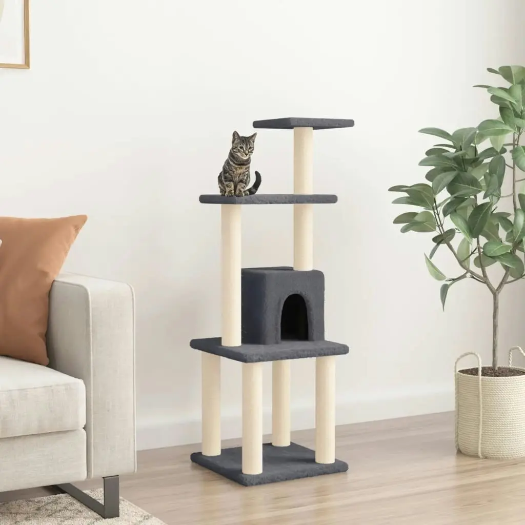 Cat Tree with Sisal Scratching Posts Dark Grey 105 cm 171468