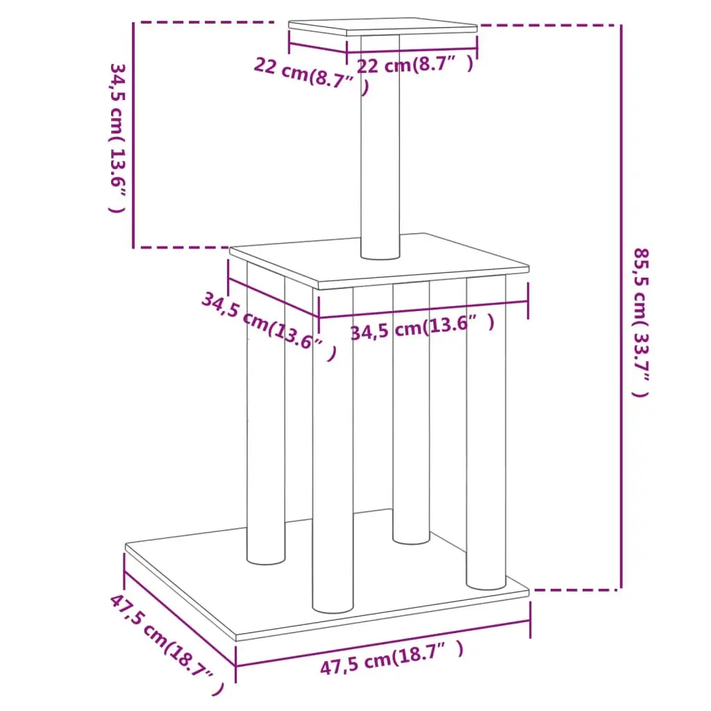 Cat Tree with Sisal Scratching Posts Cream 85.5 cm 171738