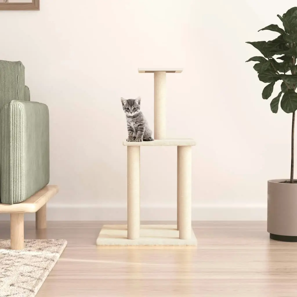 Cat Tree with Sisal Scratching Posts Cream 85.5 cm 171738