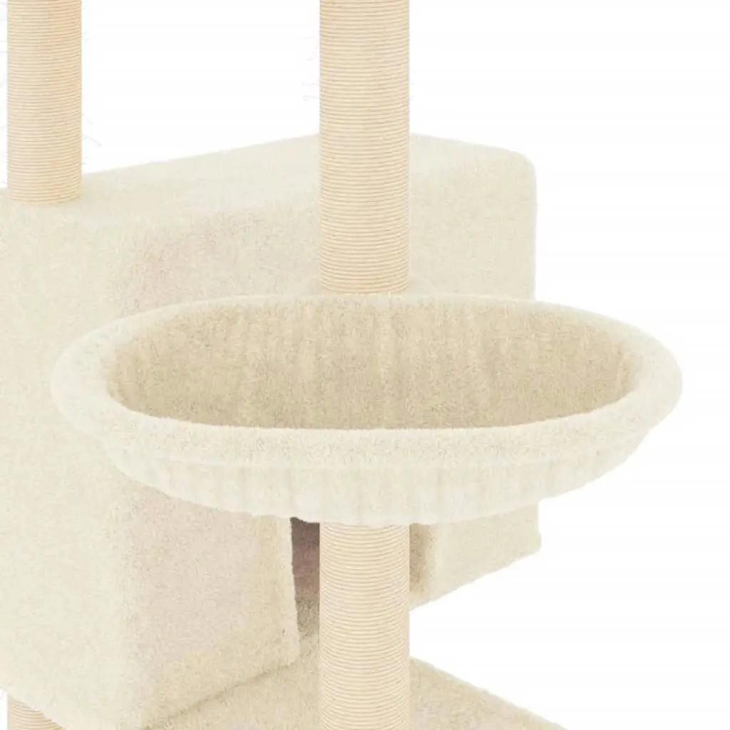 Cat Tree with Sisal Scratching Posts Cream 143 cm 171729