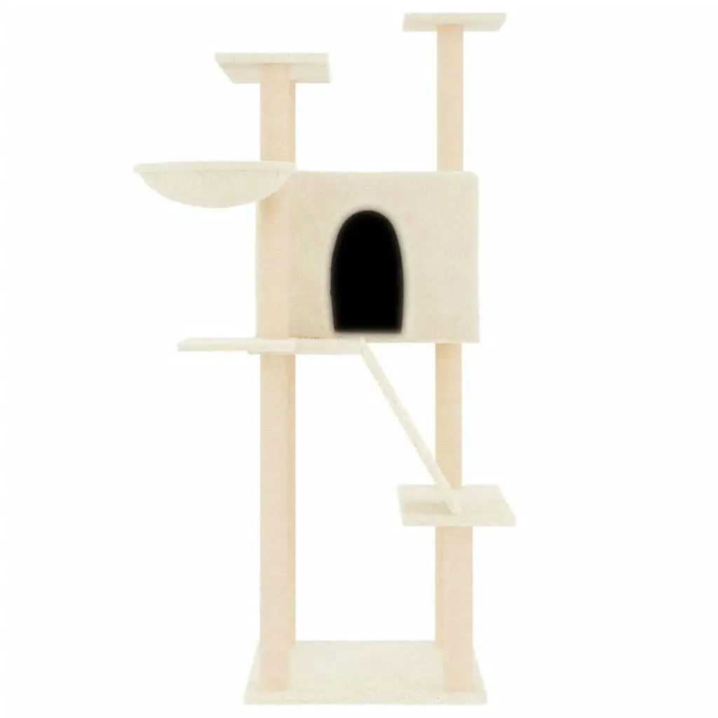 Cat Tree with Sisal Scratching Posts Cream 143 cm 171729