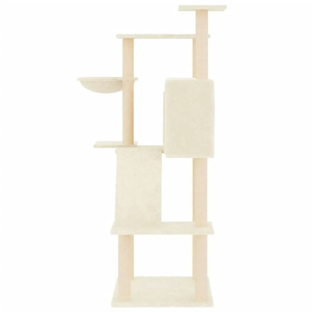 Cat Tree with Sisal Scratching Posts Cream 143 cm 171729