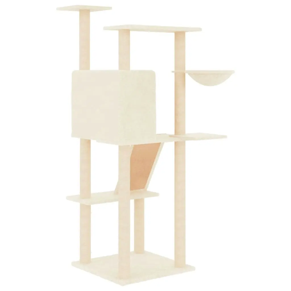 Cat Tree with Sisal Scratching Posts Cream 143 cm 171729