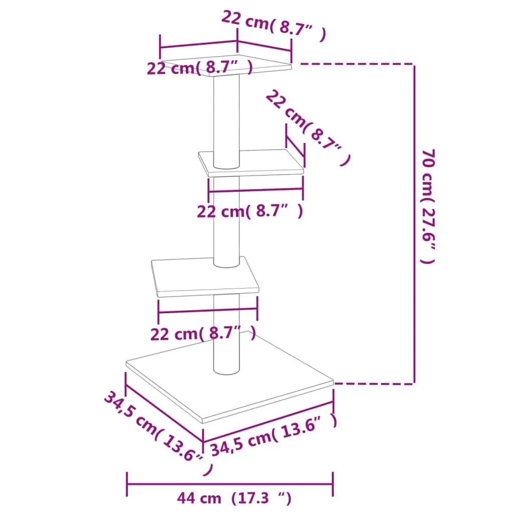 Cat Tree with Sisal Scratching Posts Cream 70 cm 171753