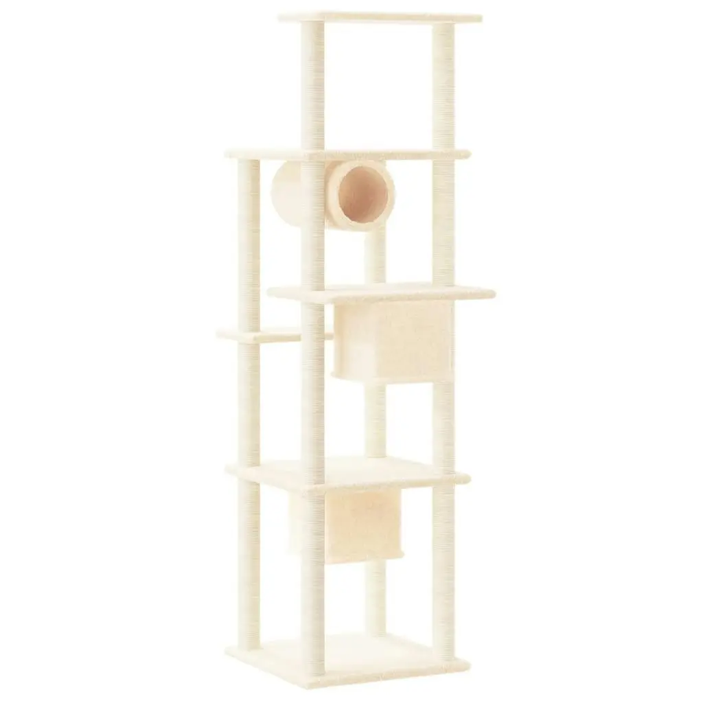 Cat Tree with Sisal Scratching Posts Cream 169 cm 171672