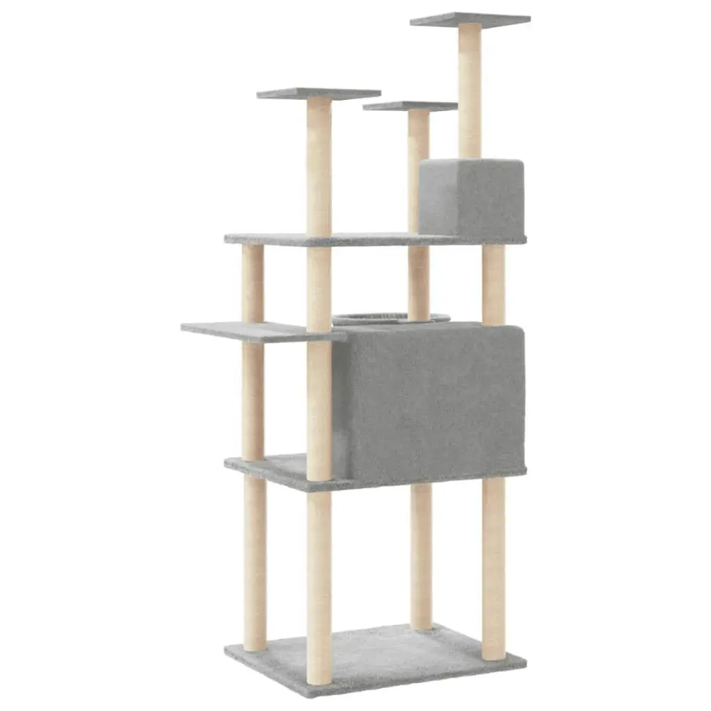 Cat Tree with Sisal Scratching Posts Light Grey 166 cm 171724