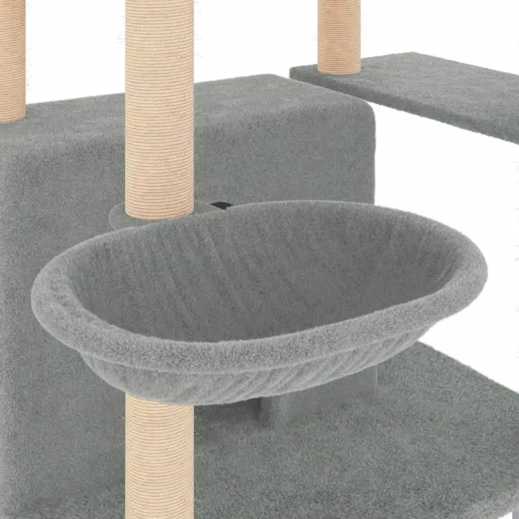 Cat Tree with Sisal Scratching Posts Light Grey 166 cm 171724