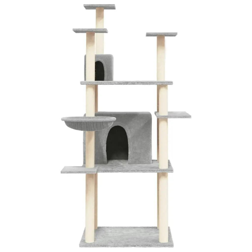 Cat Tree with Sisal Scratching Posts Light Grey 166 cm 171724