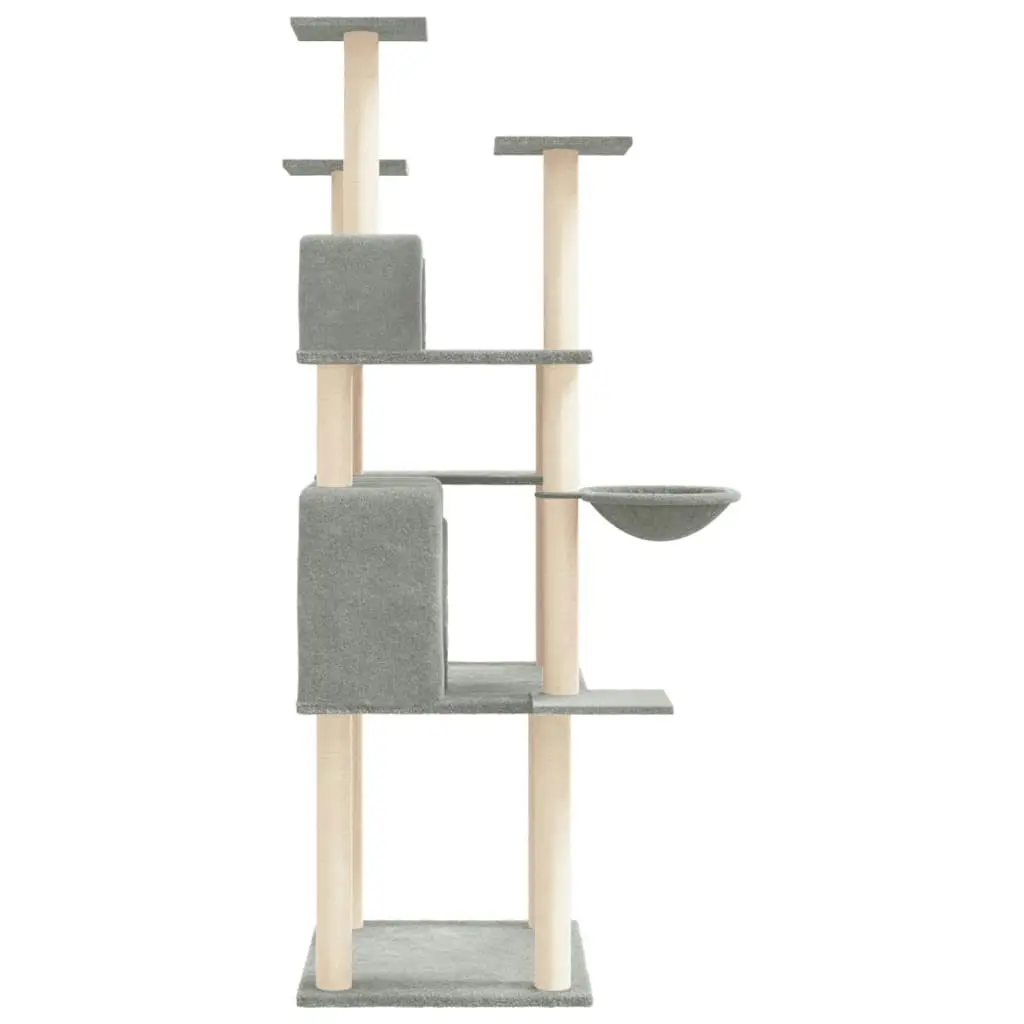 Cat Tree with Sisal Scratching Posts Light Grey 166 cm 171724