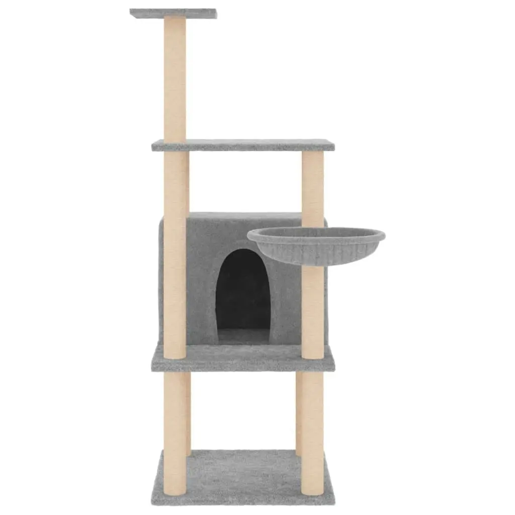 Cat Tree with Sisal Scratching Posts Light Grey 132 cm 171727