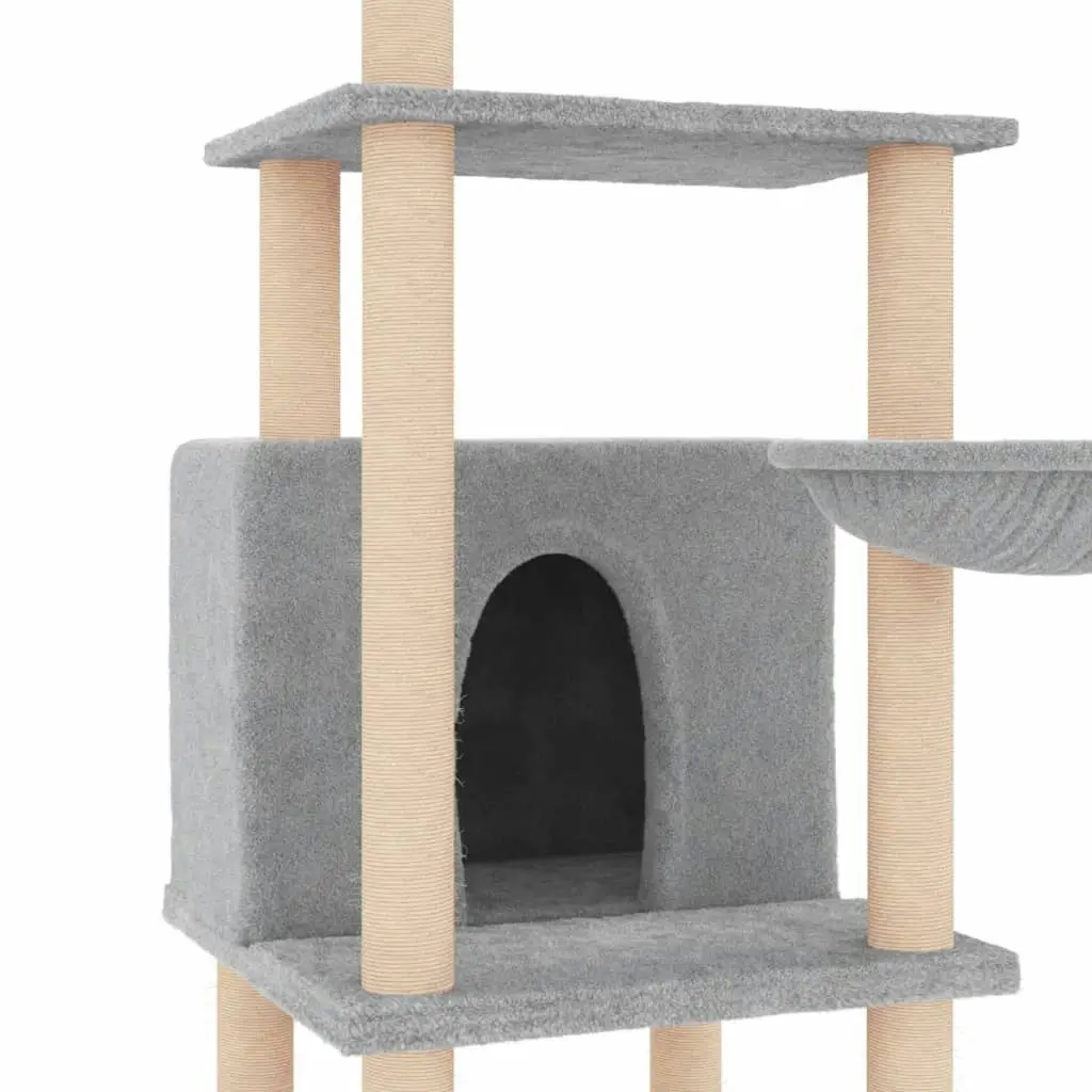 Cat Tree with Sisal Scratching Posts Light Grey 132 cm 171727