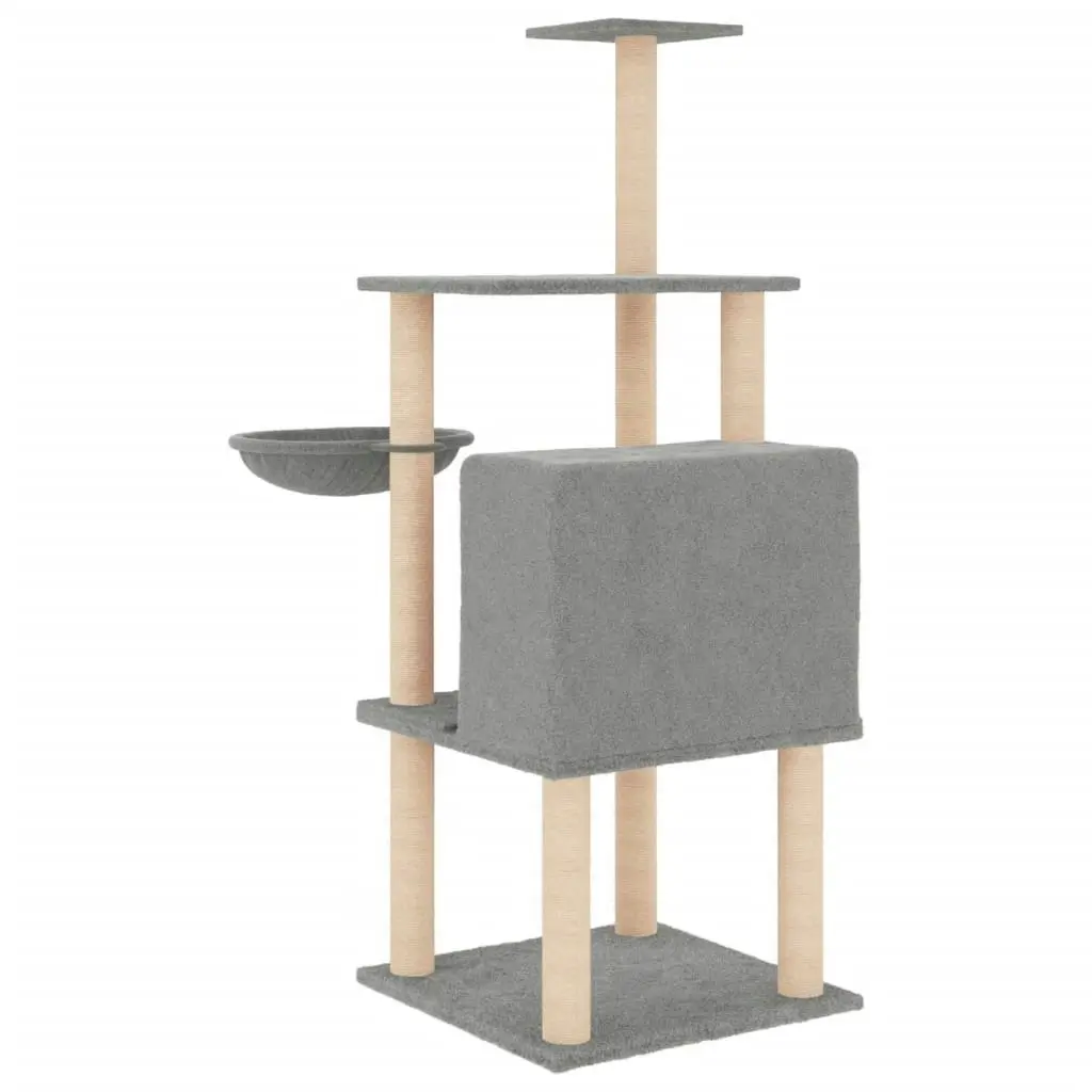 Cat Tree with Sisal Scratching Posts Light Grey 132 cm 171727