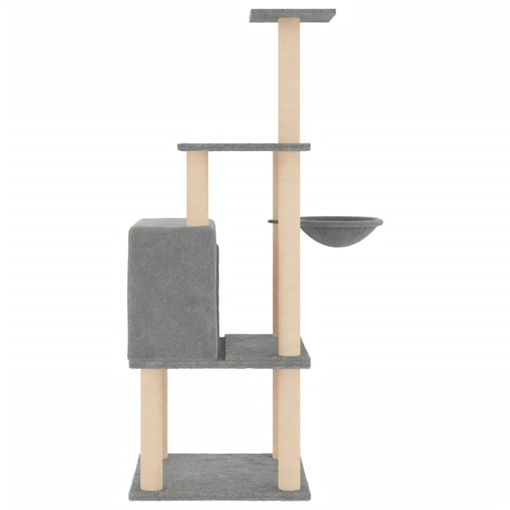 Cat Tree with Sisal Scratching Posts Light Grey 132 cm 171727