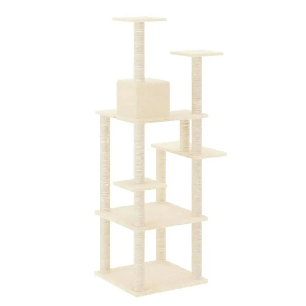 Cat Tree with Sisal Scratching Posts Cream 153 cm 171636