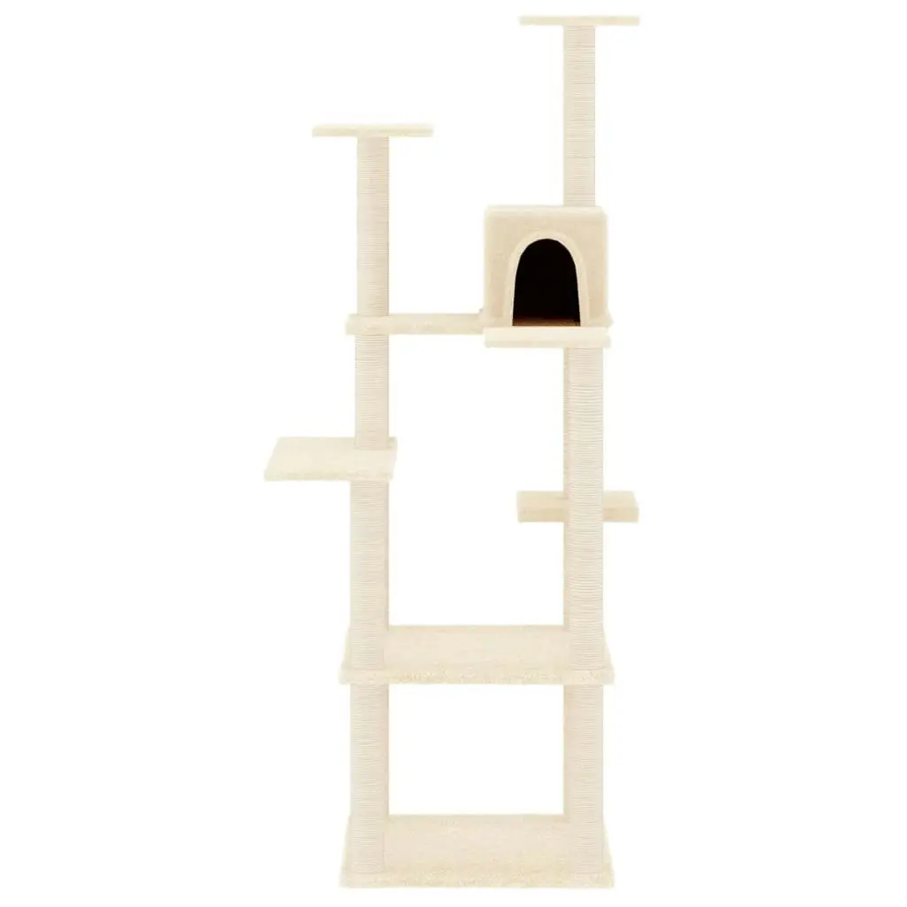 Cat Tree with Sisal Scratching Posts Cream 153 cm 171636