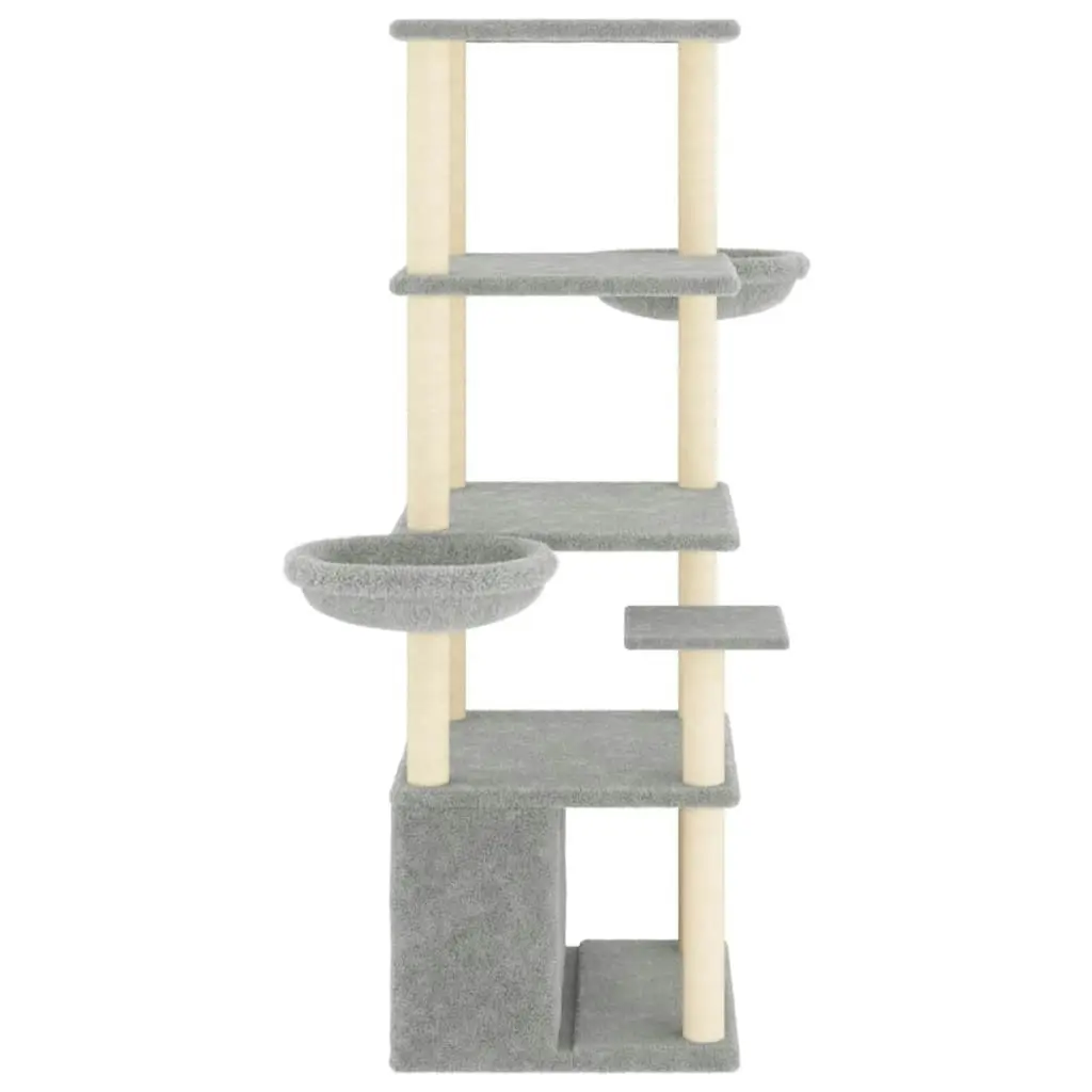 Cat Tree with Sisal Scratching Posts Light Grey 147 cm 171781