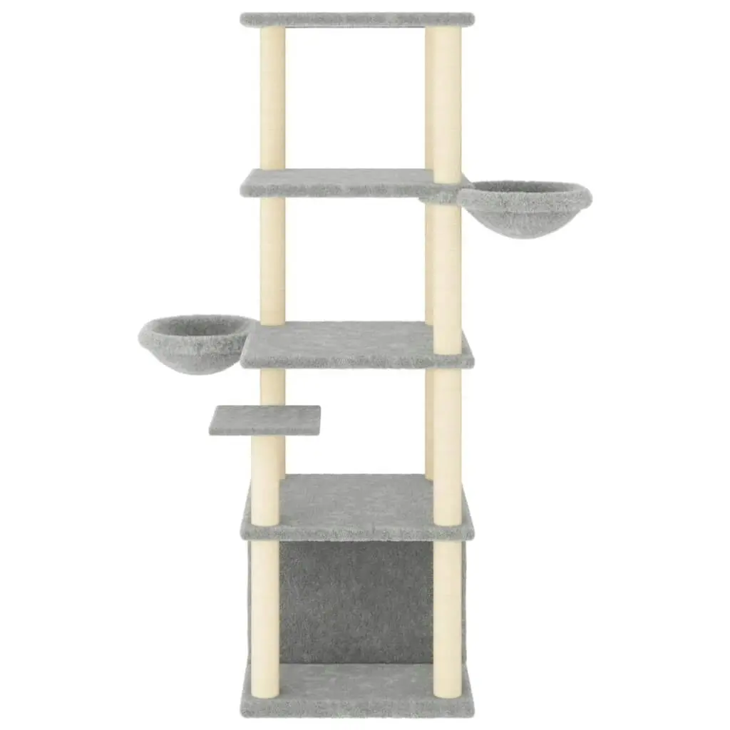 Cat Tree with Sisal Scratching Posts Light Grey 147 cm 171781