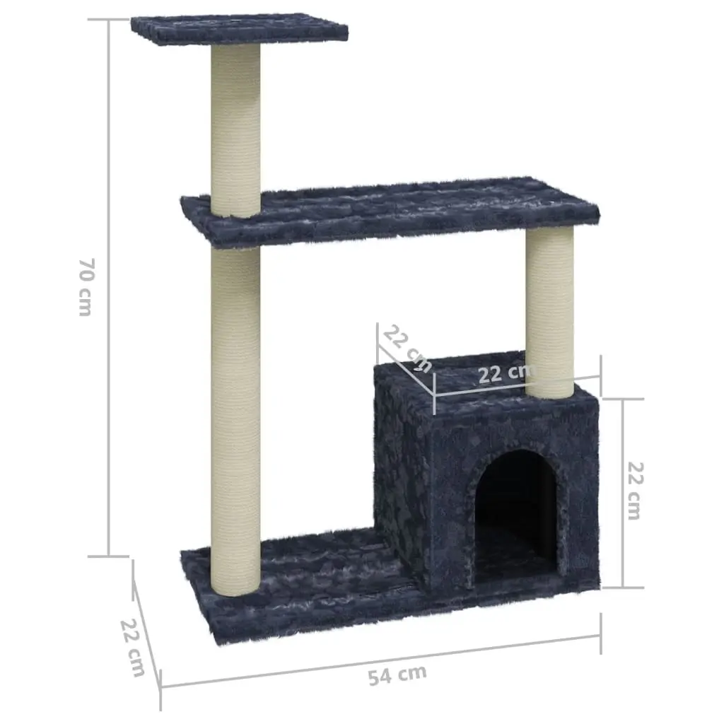 Cat Tree with Sisal Scratching Posts Dark Grey 70 cm 171435