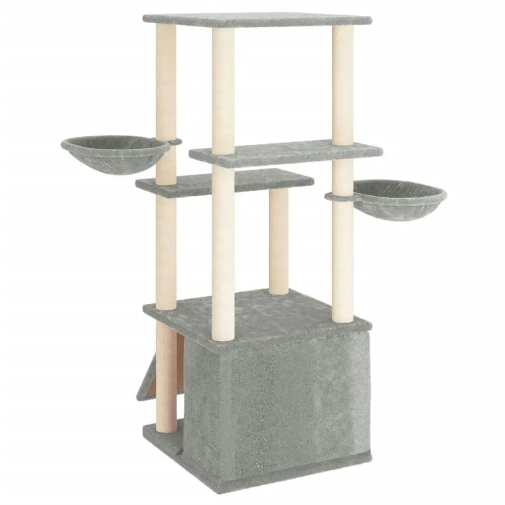 Cat Tree with Sisal Scratching Posts Light Grey 133 cm 171757