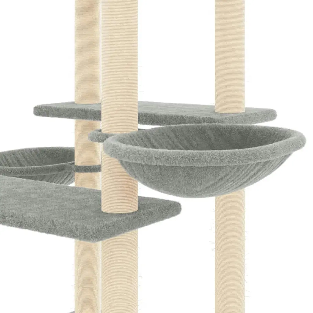 Cat Tree with Sisal Scratching Posts Light Grey 133 cm 171757