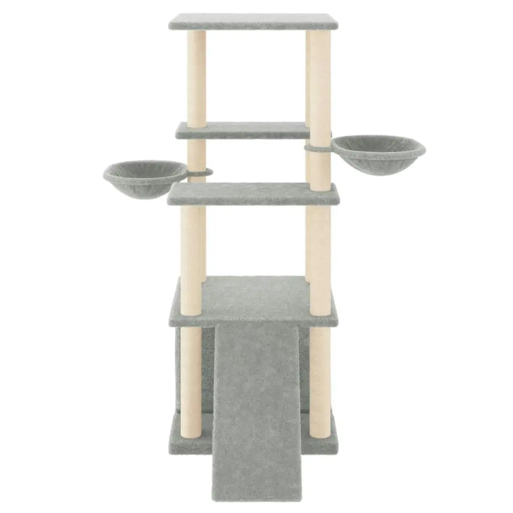 Cat Tree with Sisal Scratching Posts Light Grey 133 cm 171757