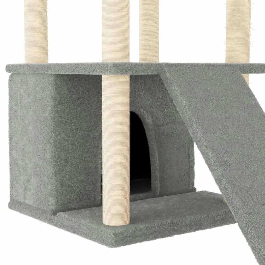 Cat Tree with Sisal Scratching Posts Light Grey 133 cm 171757