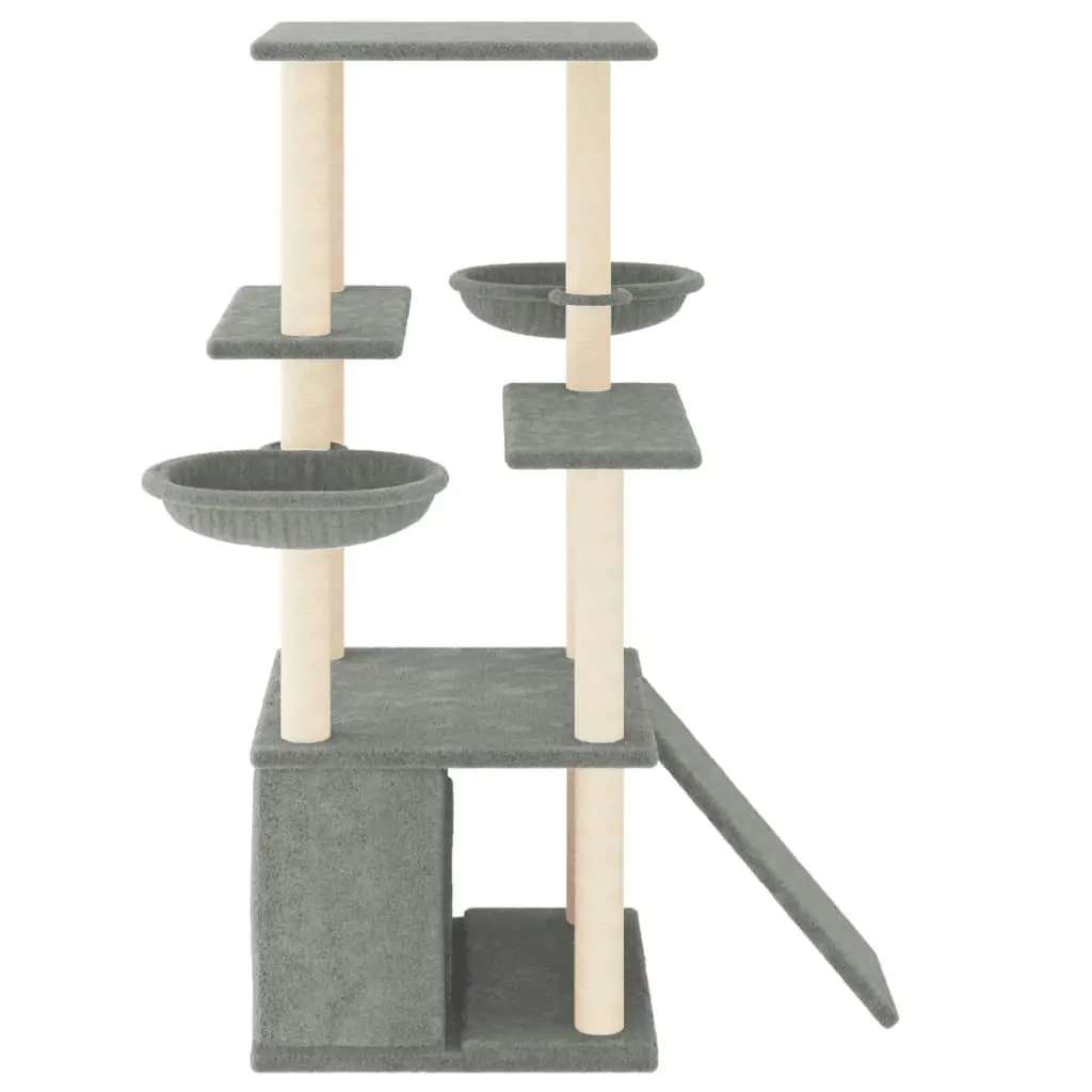 Cat Tree with Sisal Scratching Posts Light Grey 133 cm 171757