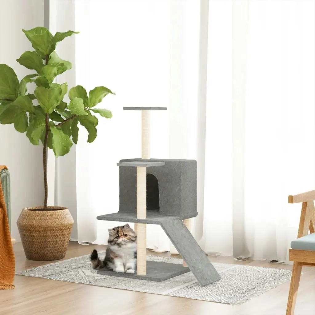 Cat Tree with Sisal Scratching Posts Light Grey 109 cm 171670