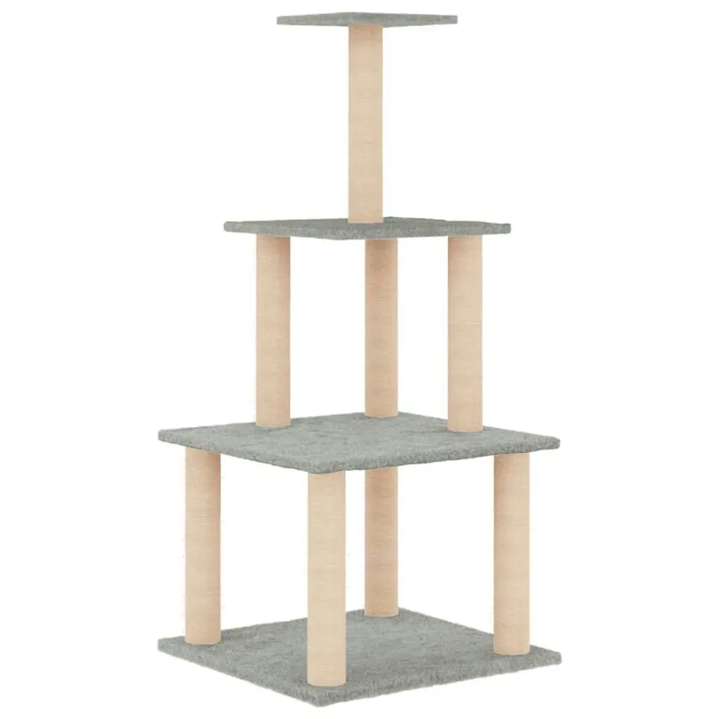 Cat Tree with Sisal Scratching Posts Light Grey 111 cm 171733