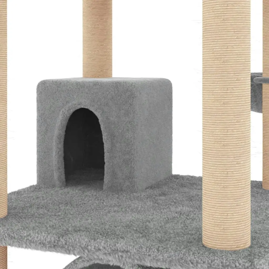 Cat Tree with Sisal Scratching Posts Light Grey 141 cm 171748