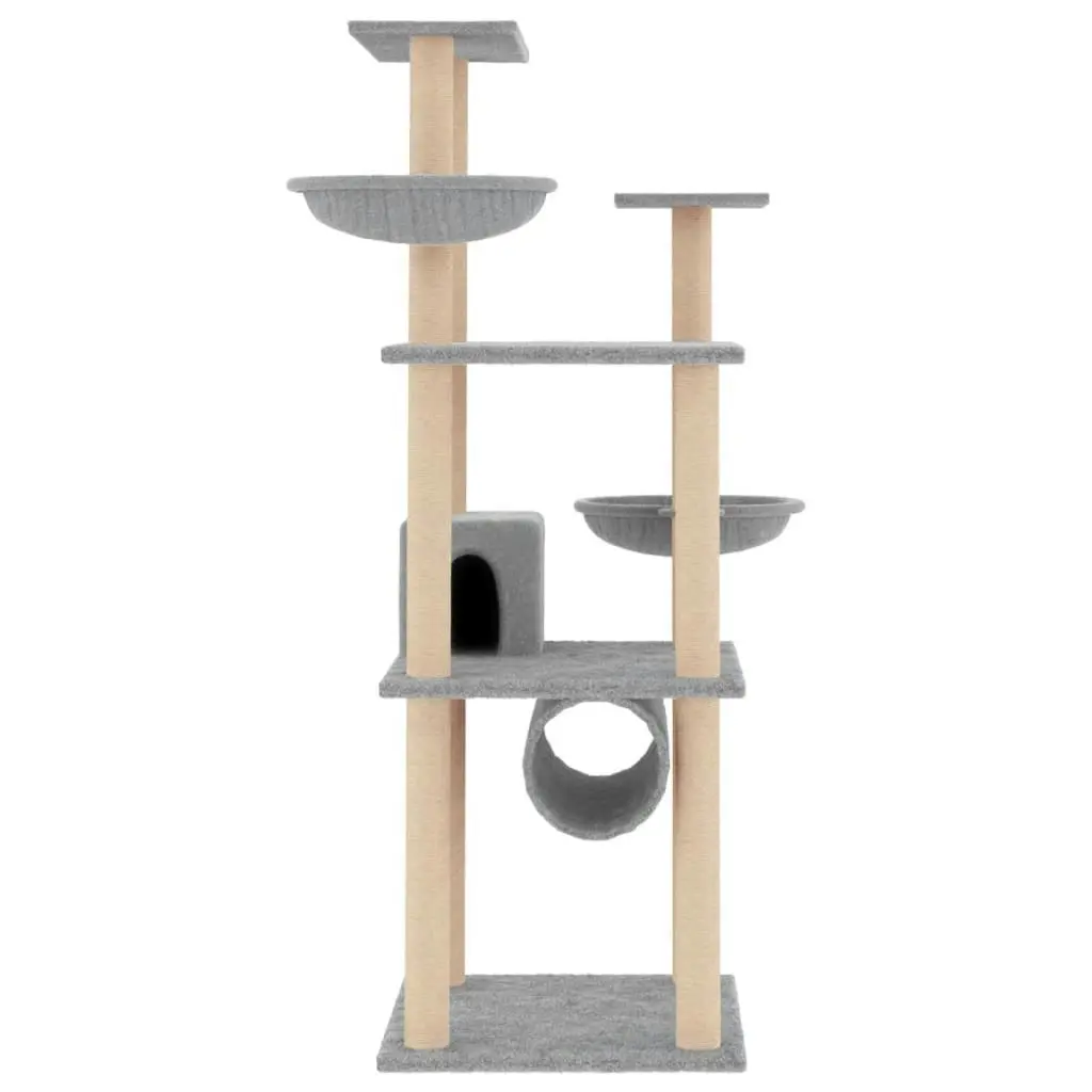 Cat Tree with Sisal Scratching Posts Light Grey 141 cm 171748