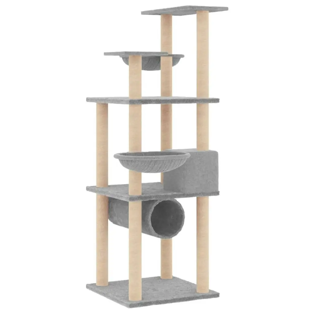 Cat Tree with Sisal Scratching Posts Light Grey 141 cm 171748