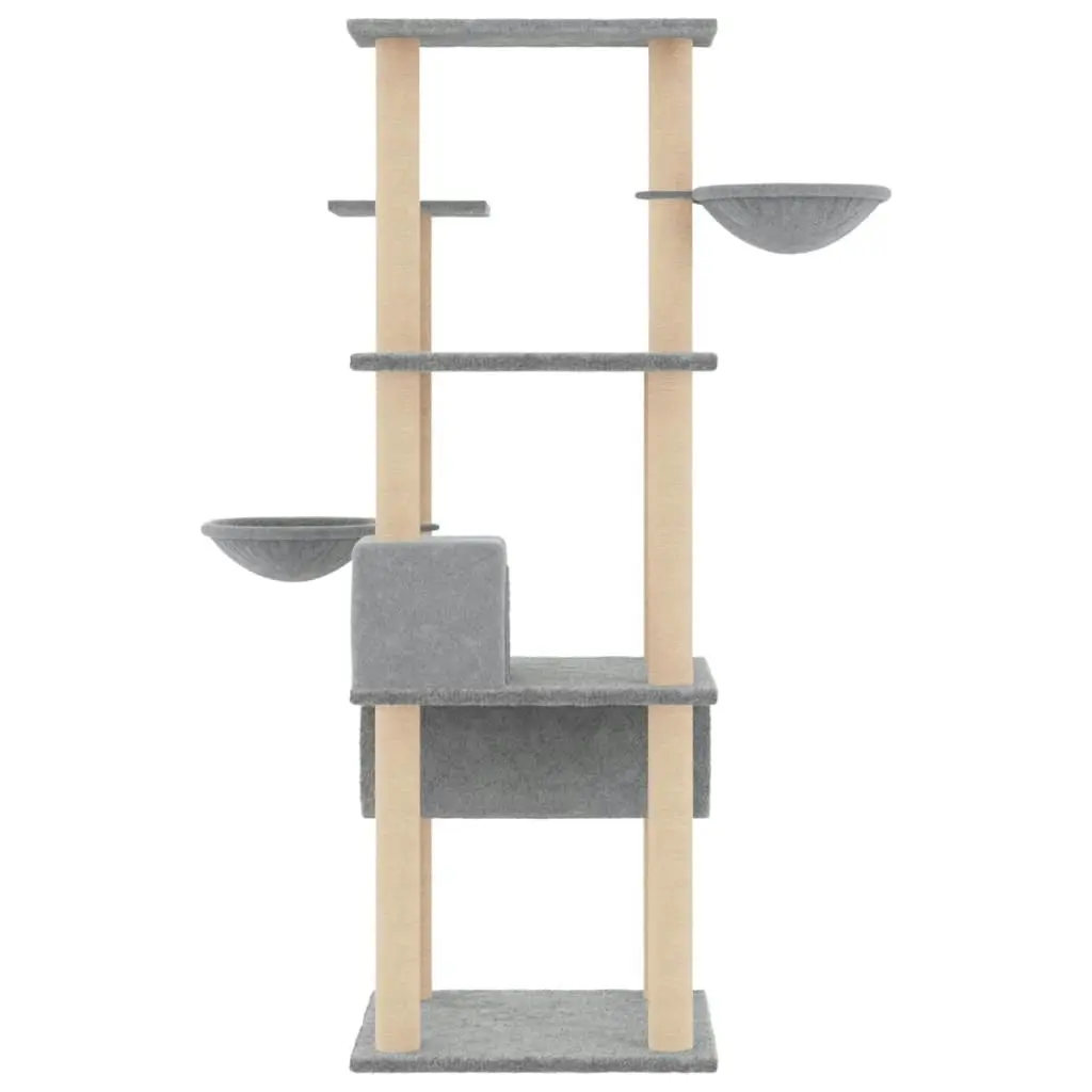 Cat Tree with Sisal Scratching Posts Light Grey 141 cm 171748