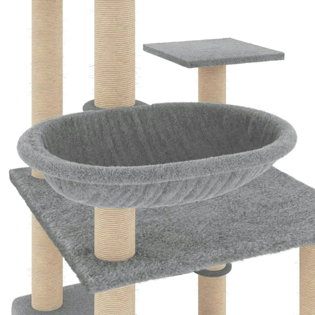 Cat Tree with Sisal Scratching Posts Light Grey 141 cm 171748