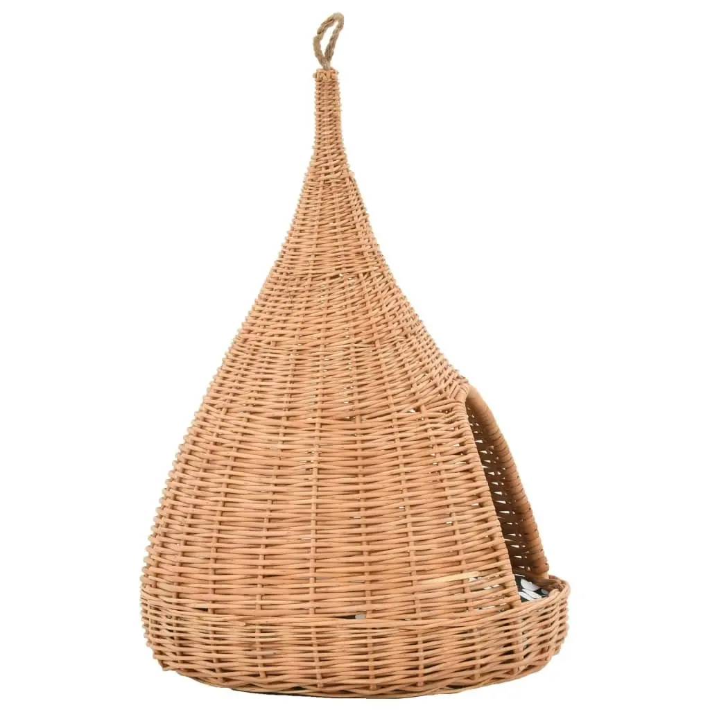 Cat House with Cushion 40x60 cm Natural Willow Teepee 170777