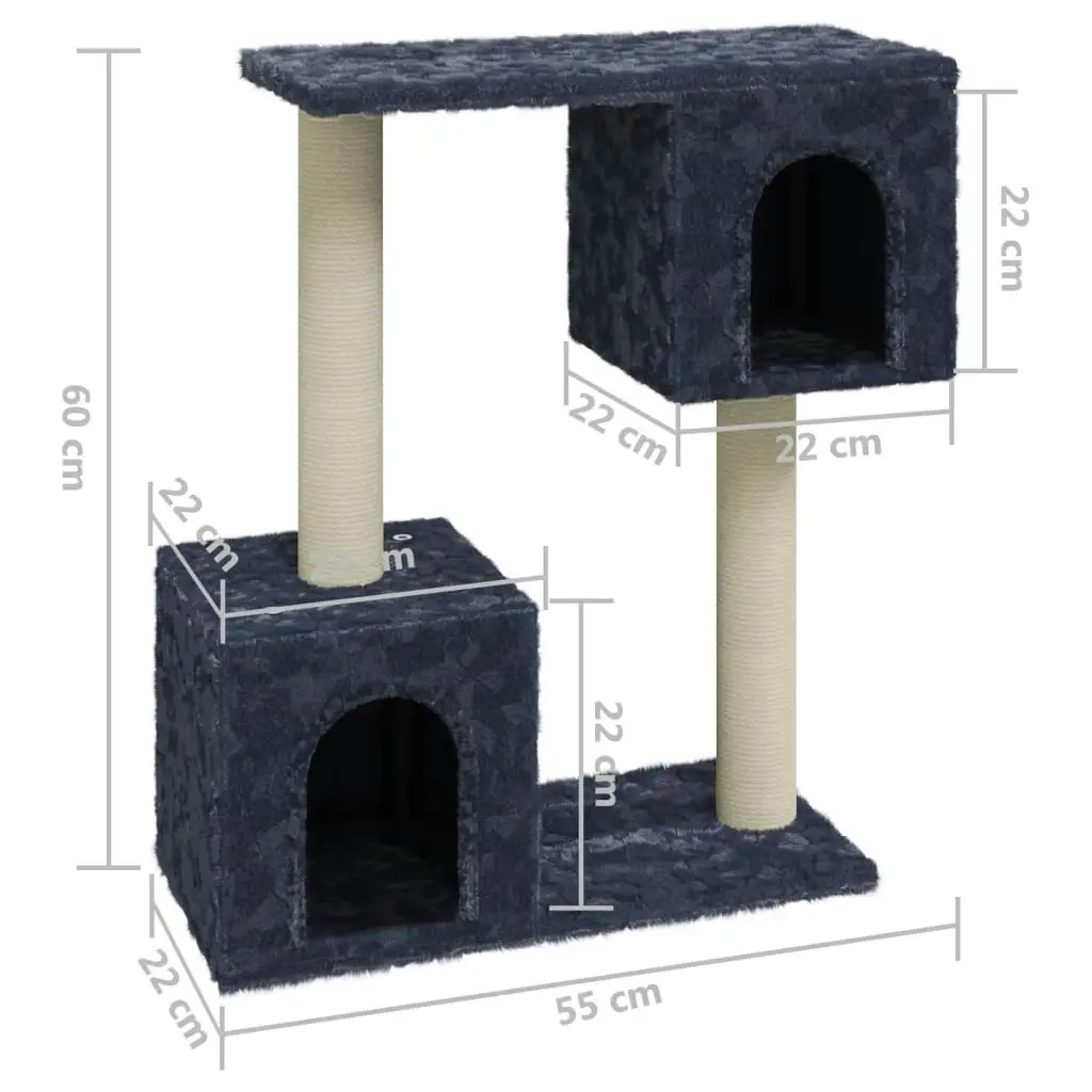 Cat Tree with Sisal Scratching Posts Dark Grey 60 cm 171432