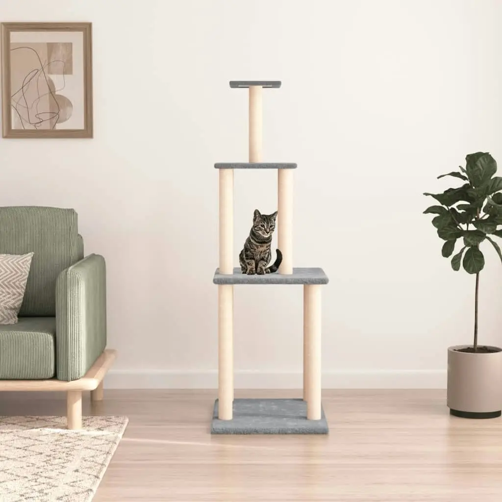 Cat Tree with Sisal Scratching Posts Light Grey 149 cm 171742