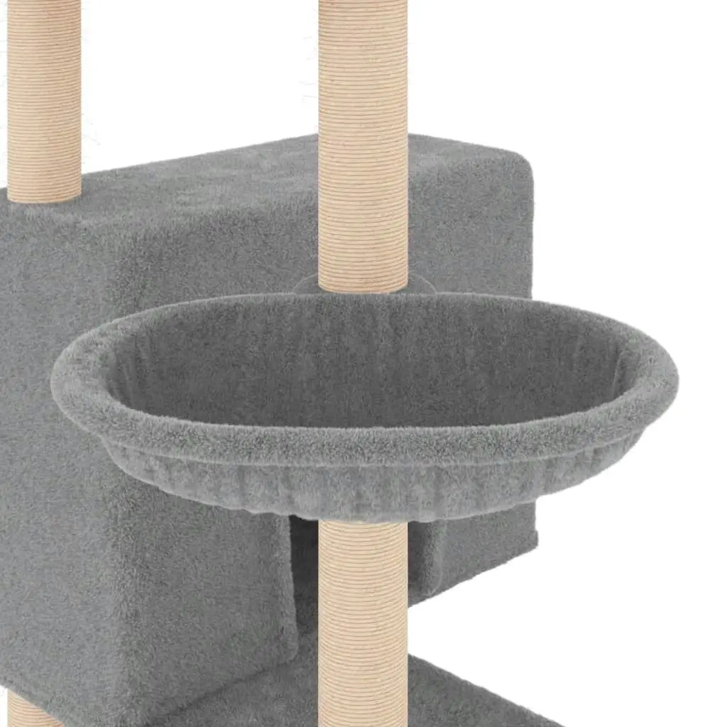 Cat Tree with Sisal Scratching Posts Light Grey 143 cm 171730