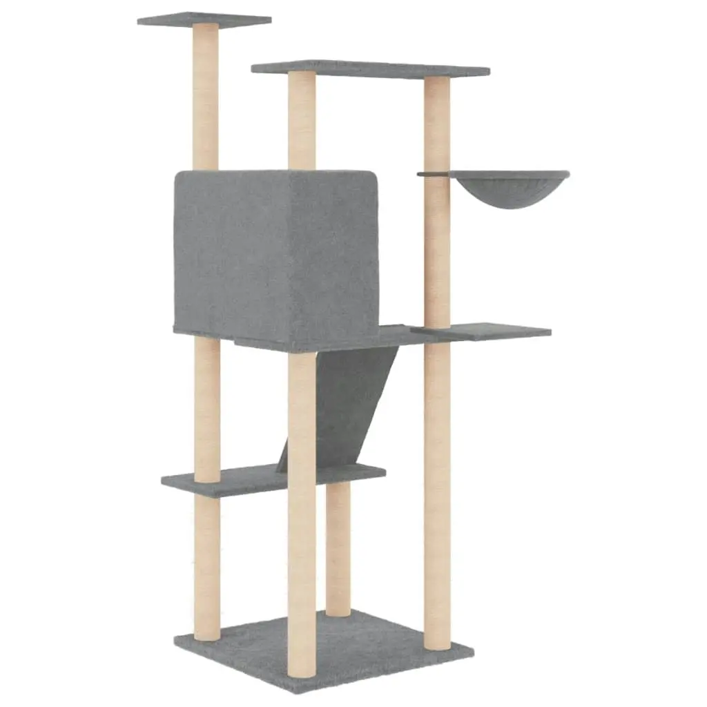 Cat Tree with Sisal Scratching Posts Light Grey 143 cm 171730