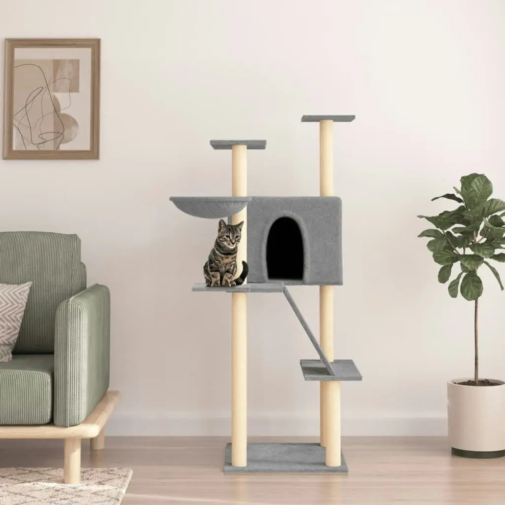 Cat Tree with Sisal Scratching Posts Light Grey 143 cm 171730