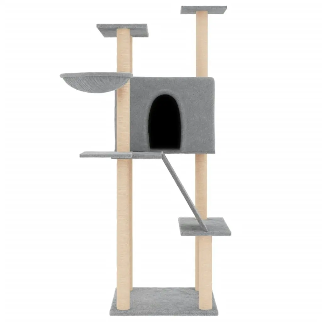 Cat Tree with Sisal Scratching Posts Light Grey 143 cm 171730