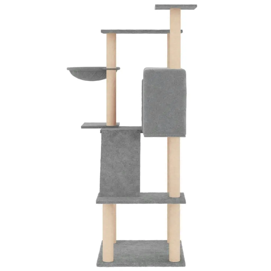 Cat Tree with Sisal Scratching Posts Light Grey 143 cm 171730