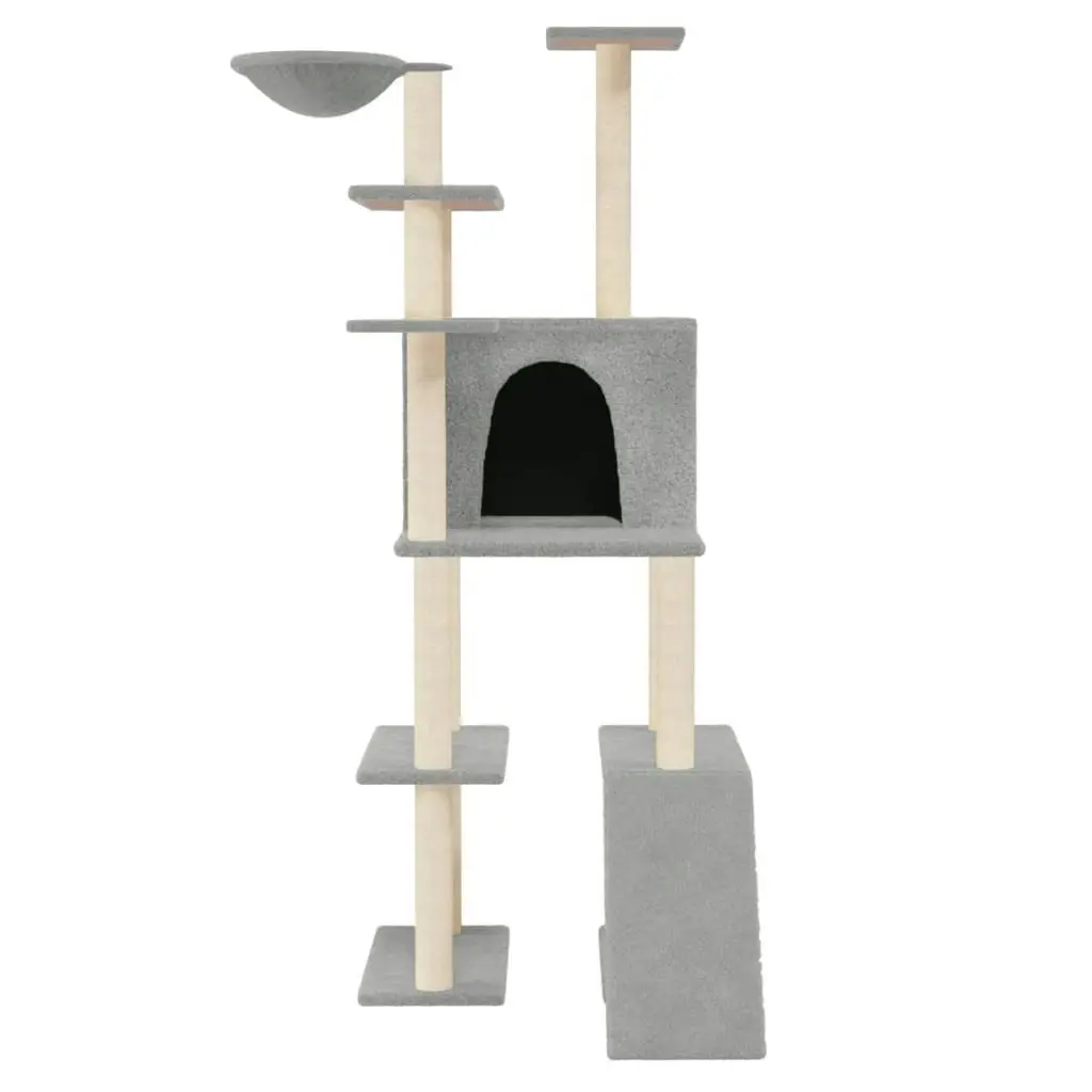 Cat Tree with Sisal Scratching Posts Light Grey 166 cm 171682